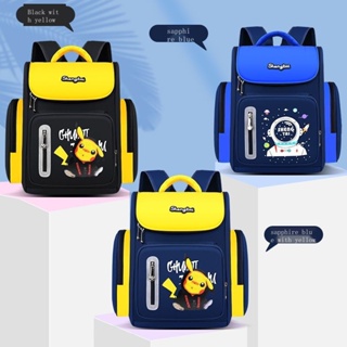 กระเป๋าเป้สะพายหลัง กระเป๋านักเรียน พิมพ์ลายการ์ตูนนักบินอวกาศ Pikachu ลดน้ําหนัก ขนาดใหญ่ สําหรับเด็กผู้ชาย