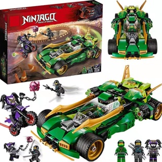 ﹊﹍ใช้งานร่วมกับ Lego building Blocks phantom ninja Lloyd chariot รถปริศนาประกอบของขวัญของเล่นเด็ก