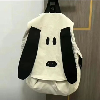 กระเป๋าเป้สะพายหลัง ผ้าแคนวาส แบบพกพา ลายการ์ตูน Snoopy น่ารัก สไตล์ญี่ปุ่น สําหรับเด็กผู้หญิง