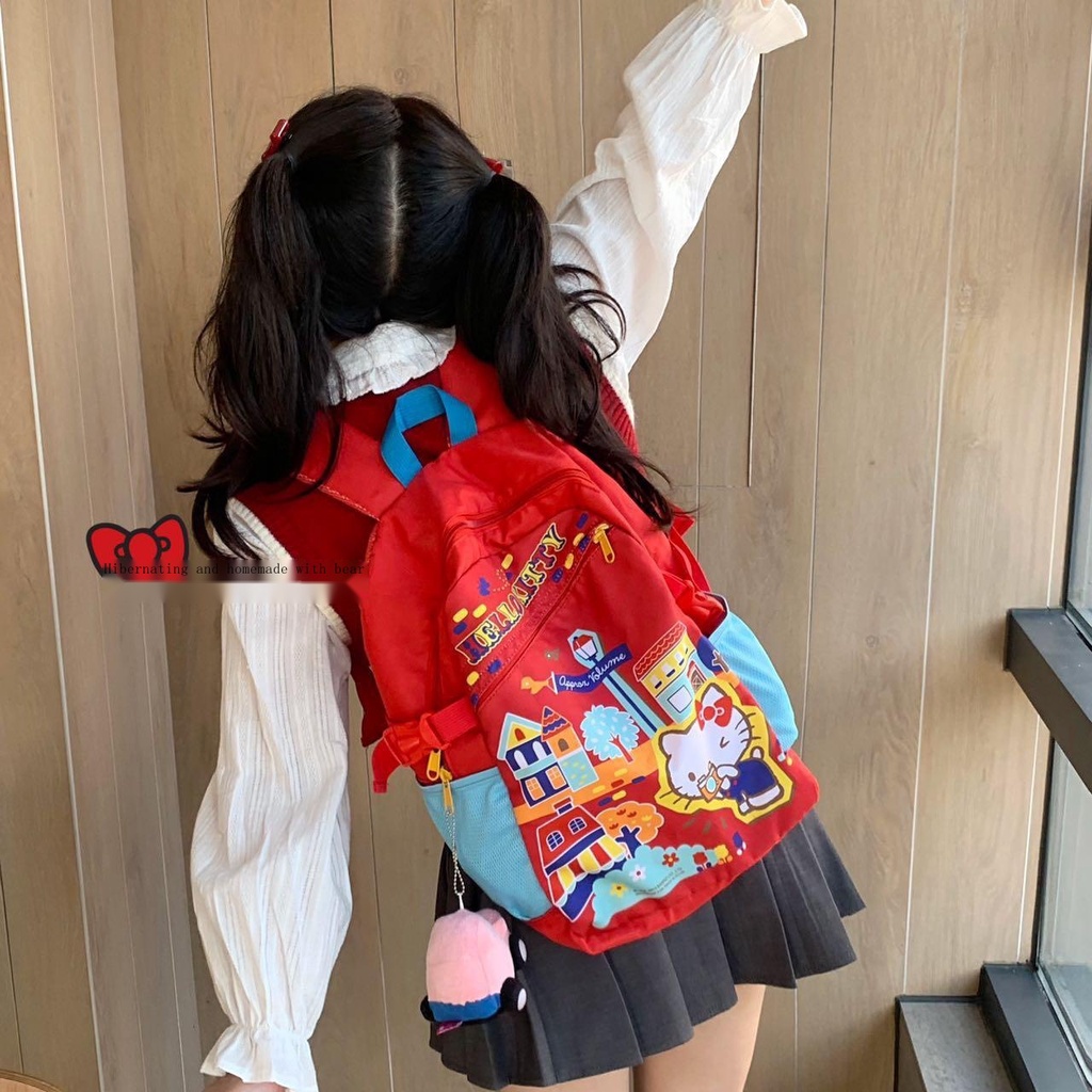 กระเป๋าเป้สะพายหลัง-กระเป๋านักเรียน-ขนาดใหญ่-จุของได้เยอะ-ลายแมวน่ารัก-แบบโฮมเมด-สไตล์ญี่ปุ่น-สําหรับเด็กผู้หญิง