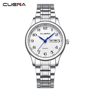 Cuena นาฬิกาข้อมือควอทซ์ อะนาล็อก ลําลอง สเตนเลส กันน้ํา แฟชั่นเรียบง่าย สําหรับผู้หญิง 6049X