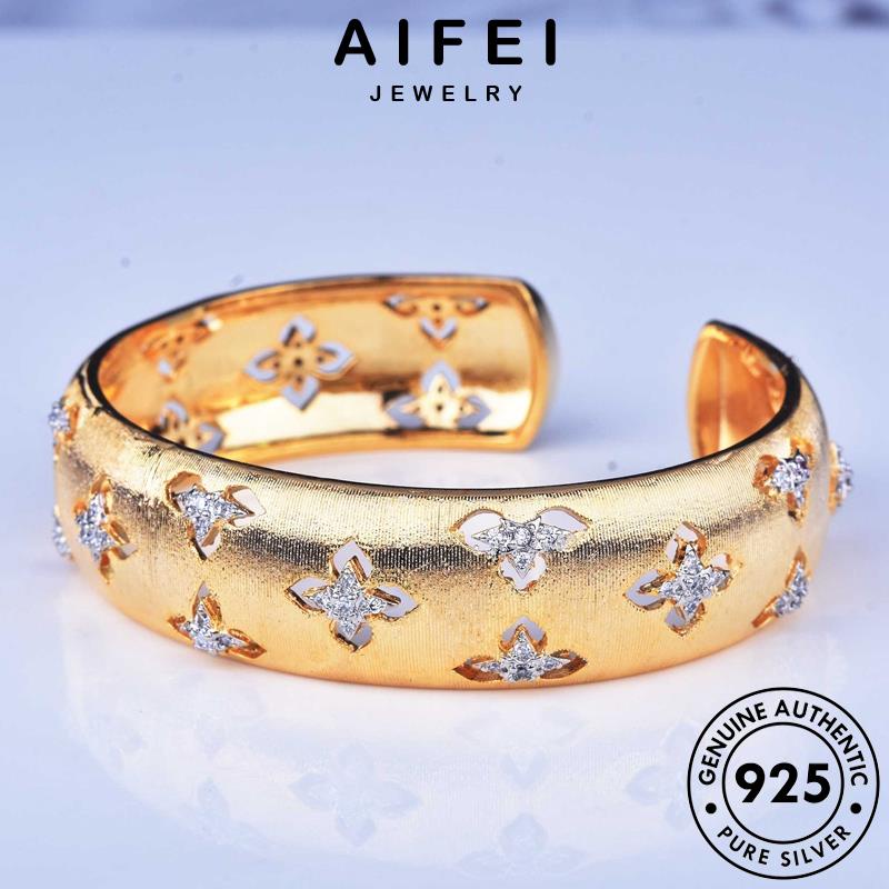 aifei-jewelry-แฟชั่น-ทอง-ผู้หญิง-เงิน-เกาหลี-เครื่องประดับ-โคลเวอร์วินเทจ-ต้นฉบับ-กำไล-เครื่องประดับ-ผู้หญิง-กำไลข้อมือ-แท้-silver-925-b562