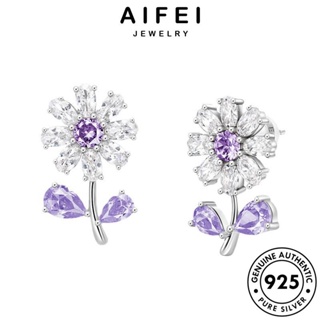 AIFEI JEWELRY เครื่องประดับ ห่วง แฟชั่น ผู้หญิง ตุ้มหู ซิทริน หนีบ เครื่องประดับ Silver ต่างหู เงิน เดซี่น้อย เกาหลี ต้นฉบับ 925 แท้ E1073