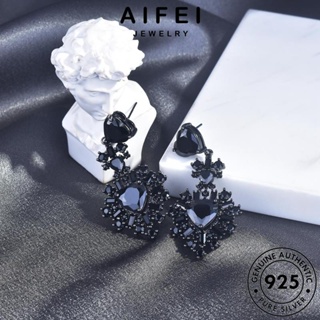 AIFEI JEWELRY หนีบ เครื่องประดับ ต้นฉบับ ต่างหู ออบซิเดียนโกลด์ แฟชั่น 925 แท้ ผู้หญิง ตุ้มหู เครื่องประดับ เงิน เกาหลี ห่วง แบล็คไดมอนด์ Silver รัก E1075