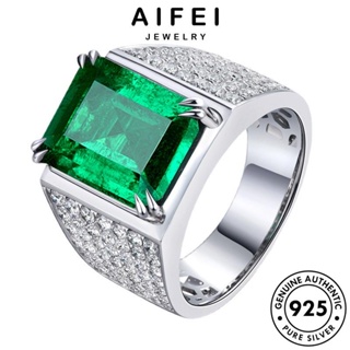 Aifei JEWELRY แหวนเงิน 925 ทรงสี่เหลี่ยม สไตล์เรโทร สําหรับผู้ชาย R46