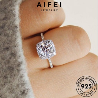 Aifei JEWELRY แหวนเพชรโมอิส เงิน 925 ทรงสี่เหลี่ยม แฟชั่น สําหรับผู้หญิง R134