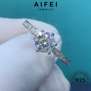 Aifei JEWELRY แหวนเงิน 925 ประดับเพชรโมอิส แฟชั่น สําหรับผู้หญิง R251