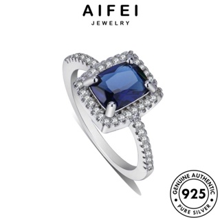 Aifei JEWELRY แหวนเงินแท้ 925 ประดับเพชรมรกต ทรงสี่เหลี่ยม สไตล์คลาสสิก สําหรับผู้หญิง R123