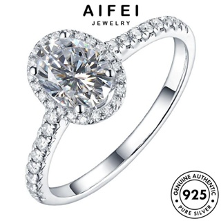 Aifei JEWELRY แหวนเงิน 925 ประดับเพชรโมอิส ทรงวงรี แฟชั่น สําหรับผู้หญิง R307