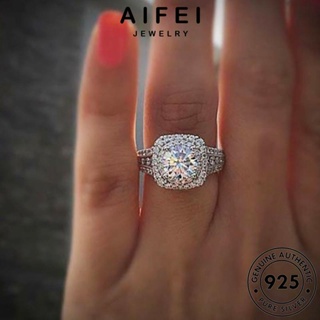 Aifei JEWELRY แหวนเงิน 925 ประดับเพชรโมอิส ทรงสี่เหลี่ยม แฟชั่น สําหรับผู้หญิง R265