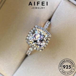 Aifei JEWELRY แหวนเงิน 925 ประดับเพชรโมอิส ทรงสี่เหลี่ยม แฟชั่น สําหรับผู้หญิง R294