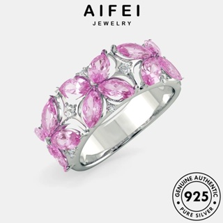 AIFEI JEWELRY ผู้หญิง เงิน แหวน Silver 925 เครื่องประดับ ต้นฉบับ ดอกมะลิที่สร้างสรรค์ แฟชั่น คริสตัลเพชรสีชมพู เครื่องประดับ เกาหลี แท้ R1808
