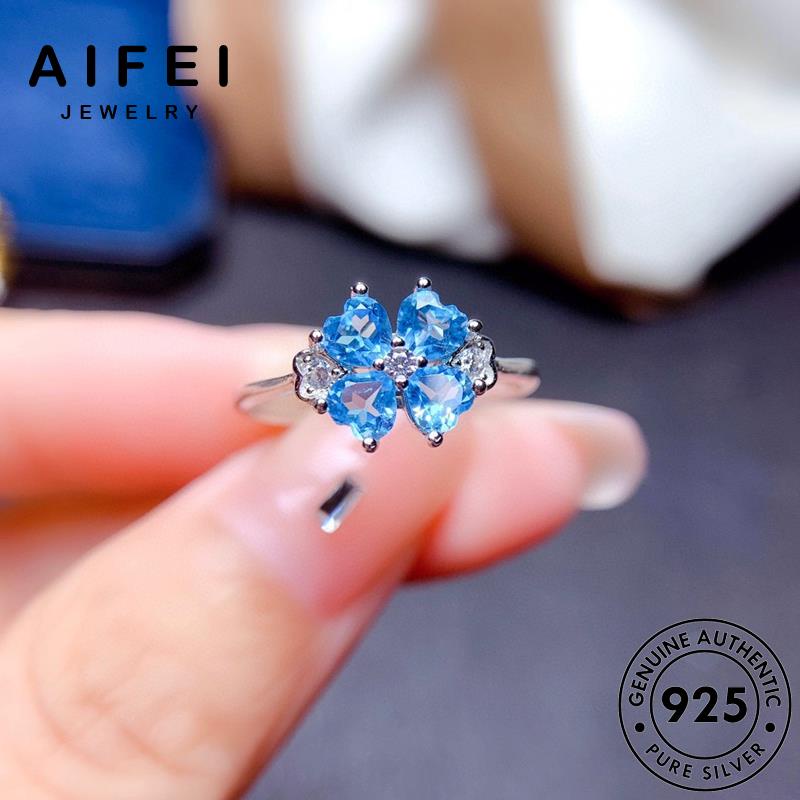 aifei-jewelry-925-เงิน-ต้นฉบับ-อความารีน-เครื่องประดับ-ผู้หญิง-โคลเวอร์สี่ใบส่วนบุคคล-แฟชั่น-แหวน-silver-เครื่องประดับ-แท้-เกาหลี-r2121