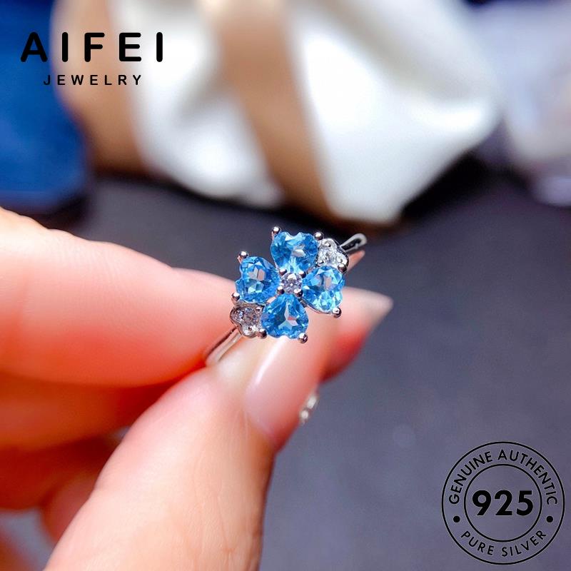 aifei-jewelry-925-เงิน-ต้นฉบับ-อความารีน-เครื่องประดับ-ผู้หญิง-โคลเวอร์สี่ใบส่วนบุคคล-แฟชั่น-แหวน-silver-เครื่องประดับ-แท้-เกาหลี-r2121