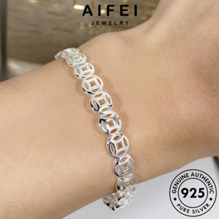 AIFEI JEWELRY แท้ เงิน 925 ผู้หญิง เหรียญสร้างสรรค์ ผู้หญิง เกาหลี เครื่องประดับ ต้นฉบับ กำไลข้อมือ เครื่องประดับ กำไล Silver แฟชั่น B244