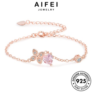 AIFEI JEWELRY เครื่องประดับ เงิน แฟชั่น กำไลข้อมือ เกาหลี Silver 925 เวอร์ชั่นเกาหลี พิ้งค์ไดมอนด์คริสตัลโกลด์ แท้ ต้นฉบับ ผู้หญิง เครื่องประดับ กำไล ผู้หญิง B525