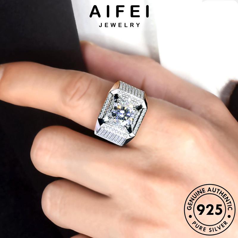 aifei-jewelry-ต้นฉบับ-แท้-แหวน-เครื่องประดับ-silver-925-แฟชั่น-เงิน-เครื่องประดับ-ผู้หญิง-แฟชั่น-มอยส์ซาไนท์ไดมอนด์-เกาหลี-r43