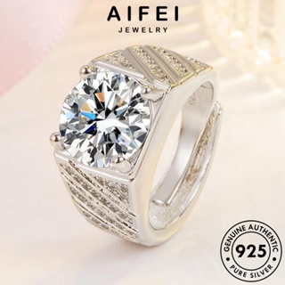 AIFEI JEWELRY 925 หัวใจและลูกศรครอบงำ เครื่องประดับ แฟชั่น มอยส์ซาไนท์ไดมอนด์ แท้ เครื่องประดับ เกาหลี ผู้ชาย เงิน ต้นฉบับ Silver แหวน R50