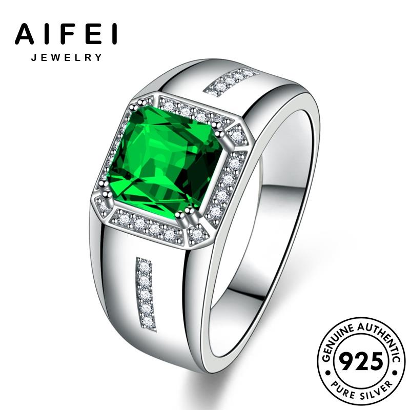aifei-jewelry-เครื่องประดับ-แท้-เงิน-ผู้ชาย-เกาหลี-925-silver-แฟชั่น-เรียบง่าย-แหวน-เครื่องประดับ-ต้นฉบับ-ไพลินมรกต-m085