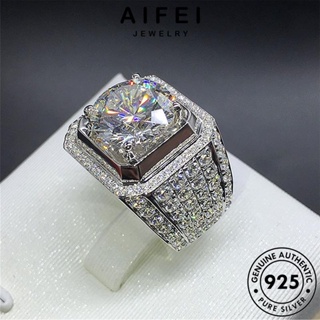 AIFEI JEWELRY Silver ครอบงำ เงิน มอยส์ซาไนท์ไดมอนด์ แฟชั่น เครื่องประดับ เกาหลี 925 ผู้ชาย แท้ เครื่องประดับ ต้นฉบับ แหวน R390