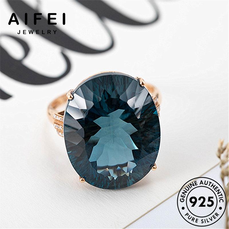 aifei-jewelry-ต้นฉบับ-อความารีนโกลด์-925-แฟชั่น-แหวน-เงิน-เครื่องประดับ-ผู้หญิง-silver-เกาหลี-แท้-รูปไข่อารมณ์-เครื่องประดับ-r638
