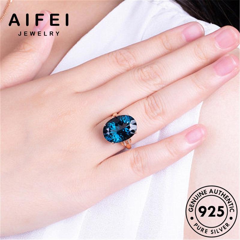 aifei-jewelry-ต้นฉบับ-อความารีนโกลด์-925-แฟชั่น-แหวน-เงิน-เครื่องประดับ-ผู้หญิง-silver-เกาหลี-แท้-รูปไข่อารมณ์-เครื่องประดับ-r638