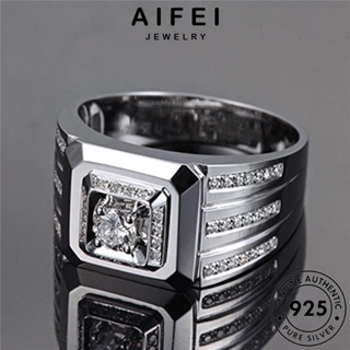 AIFEI JEWELRY ผู้ชาย 925 เครื่องประดับ แหวน Silver เงิน เกาหลี แท้ มอยส์ซาไนท์ไดมอนด์ ต้นฉบับ ครอบงำ เครื่องประดับ แฟชั่น R1136