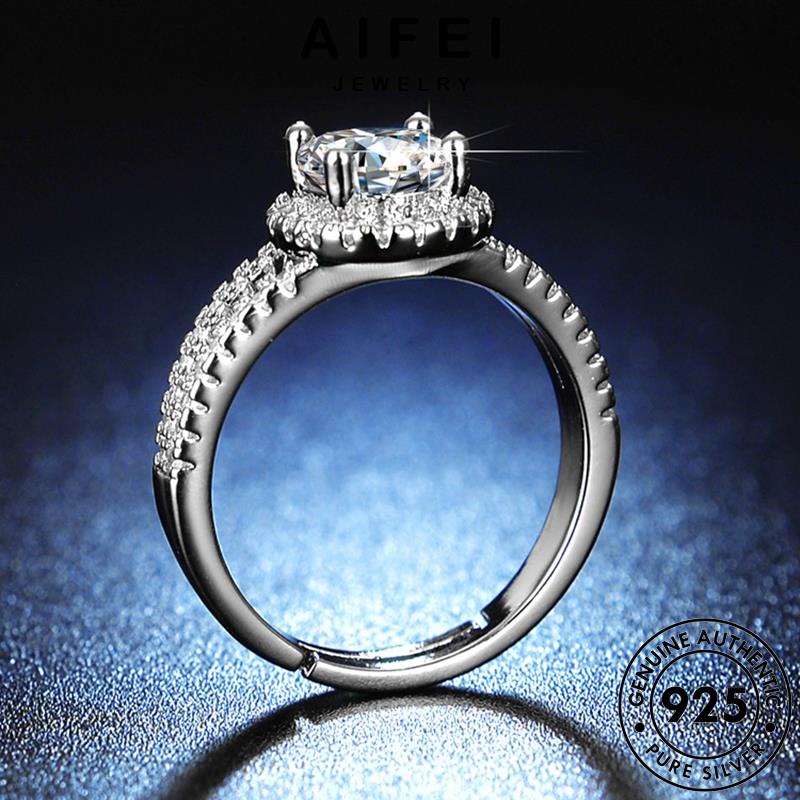 aifei-jewelry-ต้นฉบับ-ผู้หญิง-แฟชั่น-925-รอบคลาสสิค-มอยส์ซาไนท์ไดมอนด์-เงิน-เครื่องประดับ-เครื่องประดับ-แหวน-แท้-เกาหลี-silver-r107