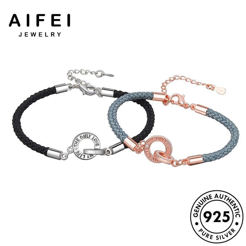 aifei-jewelry-ต้นฉบับ-กำไลข้อมือ-925-เกาหลี-คู่รัก-แฟชั่น-ผู้หญิง-silver-วงกลมคู่เกาหลี-แท้-กำไล-เครื่องประดับ-เงิน-เครื่องประดับ-b86