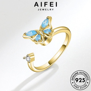 AIFEI JEWELRY เครื่องประดับ เกาหลี ผีเสื้อที่สร้างสรรค์ เครื่องประดับ เงิน ไดมอนด์ แหวน ผู้หญิง มอยส์ซาไนท์ โกลด์ Silver แท้ ต้นฉบับ แฟชั่น 925 R2