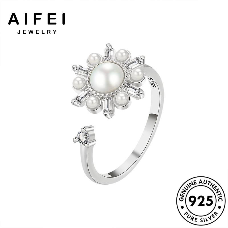 aifei-jewelry-silver-เกาหลี-เงิน-ผู้หญิง-925-แท้-ต้นฉบับ-แหวน-แฟชั่น-เกล็ดหิมะบุคลิกภาพ-เครื่องประดับ-ไข่มุกทอง-เครื่องประดับ-r963