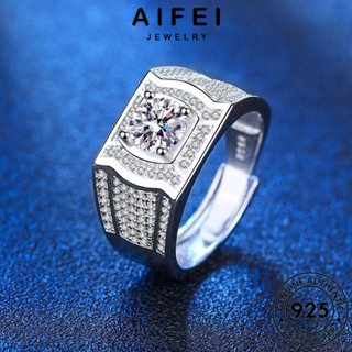 AIFEI JEWELRY ต้นฉบับ เครื่องประดับ แฟชั่น เกาหลี แท้ 925 แหวน ผู้ชาย หรูหรา Silver มอยส์ซาไนท์ไดมอนด์ เครื่องประดับ เงิน R1135