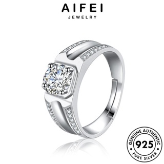 AIFEI JEWELRY เครื่องประดับ แหวน แฟชั่น Silver มอยส์ซาไนท์ไดมอนด์ ต้นฉบับ เงิน เครื่องประดับ คู่รัก เกาหลี 925 แท้ R1455