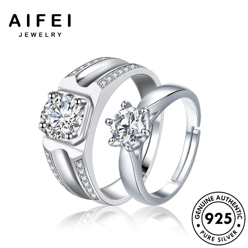 aifei-jewelry-เครื่องประดับ-แหวน-แฟชั่น-silver-มอยส์ซาไนท์ไดมอนด์-ต้นฉบับ-เงิน-เครื่องประดับ-คู่รัก-เกาหลี-925-แท้-r1455