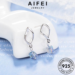 AIFEI JEWELRY ต่างหู เกาหลี เงิน มูนสโตน ผู้หญิง ห่วง ลูกบาศก์หยัก ต้นฉบับ ตุ้มหู แฟชั่น แท้ เครื่องประดับ หนีบ 925 Silver เครื่องประดับ E423