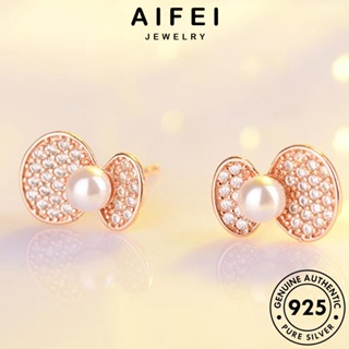 AIFEI JEWELRY กลม ต้นฉบับ แท้ แฟชั่น เครื่องประดับ เงิน หนีบ 925 เครื่องประดับ ตุ้มหู Silver เกาหลี ไข่มุกทอง ต่างหู ผู้หญิง ห่วง E616