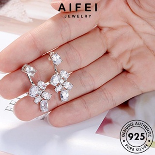 AIFEI JEWELRY ต่างหู เครื่องประดับ หนีบ ติดตั้งด้านหลัง Silver มอยส์ซาไนท์ไดมอนด์ ต้นฉบับ เครื่องประดับ เกาหลี ตุ้มหู 925 ห่วง แฟชั่น เงิน ผู้หญิง แท้ E818