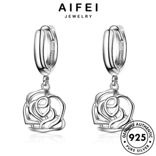 AIFEI JEWELRY Silver เกาหลี แท้ ห่วง เครื่องประดับ เงิน ต่างหู ดอกกุหลาบ แฟชั่น 925 ต้นฉบับ ตุ้มหู เครื่องประดับ ผู้หญิง หนีบ E1457