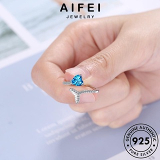 AIFEI JEWELRY หางปลาแฟชั่น เงิน 925 เครื่องประดับ ต้นฉบับ ผู้หญิง แหวน เกาหลี แท้ แฟชั่น อความารีน เครื่องประดับ Silver R124