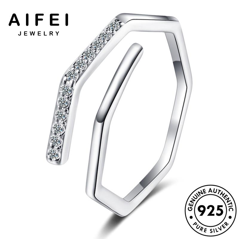 aifei-jewelry-แฟชั่น-แหวน-ต้นฉบับ-925-เงิน-เครื่องประดับ-ผู้หญิง-เกาหลี-เครื่องประดับ-silver-แท้-เรขาคณิต-มอยส์ซาไนท์ไดมอนด์-r186