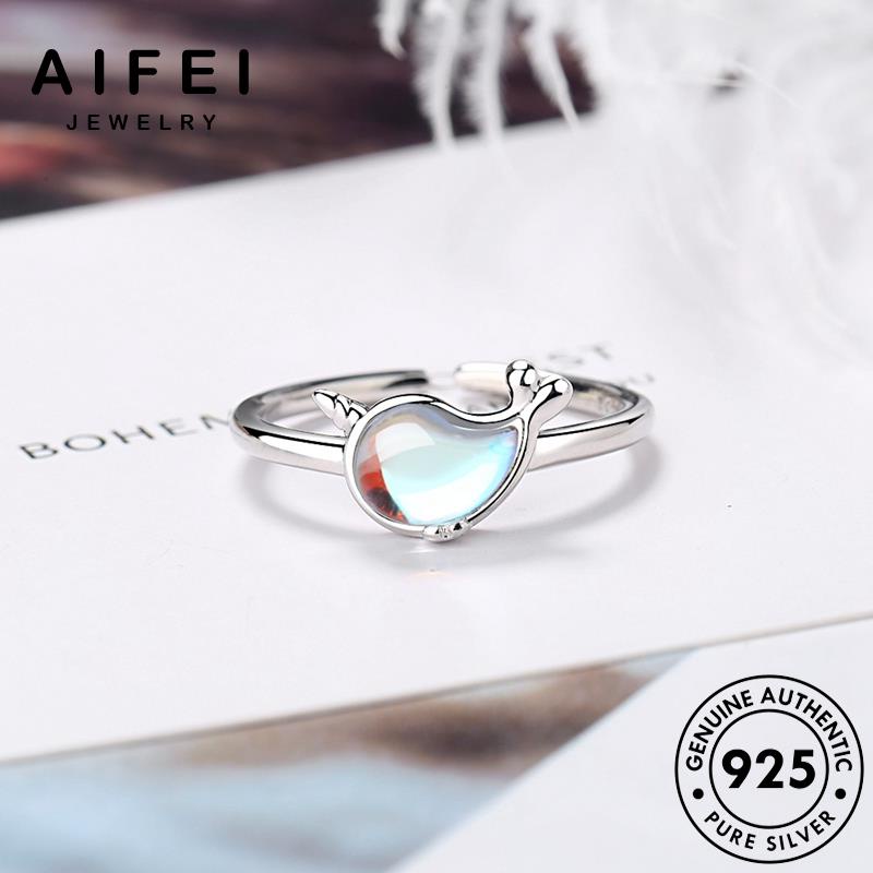 aifei-jewelry-แหวนเงิน-925-รูปปลาวาฬ-ประดับมูนสโตน-สําหรับผู้หญิง-r277