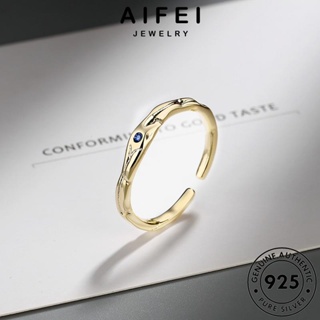 Aifei JEWELRY แหวนเงิน 925 R320 สีทอง เรียบง่าย สําหรับผู้หญิง