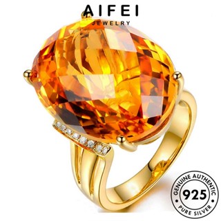 Aifei JEWELRY แหวนเงิน 925 ทรงวงรี สีทอง สําหรับผู้หญิง R1798