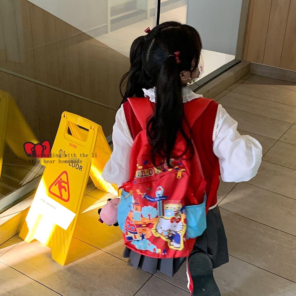 กระเป๋าเป้สะพายหลัง-กระเป๋านักเรียน-ขนาดใหญ่-จุของได้เยอะ-ลายแมวน่ารัก-แบบโฮมเมด-สไตล์ญี่ปุ่น-สําหรับเด็กผู้หญิง