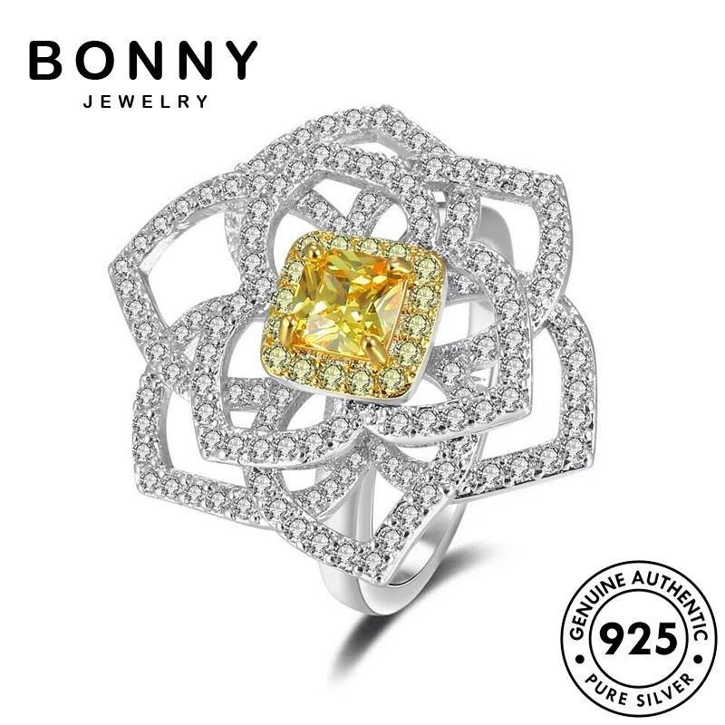 bonny-jewelry-เกาหลี-เงิน-แฟชั่น-ต้นฉบับ-ผู้หญิง-silver-หรูหรา-ซิทริน-ไพลิน-925-เครื่องประดับ-แหวน-ทับทิม-มรกต-เครื่องประดับ-แท้-m106