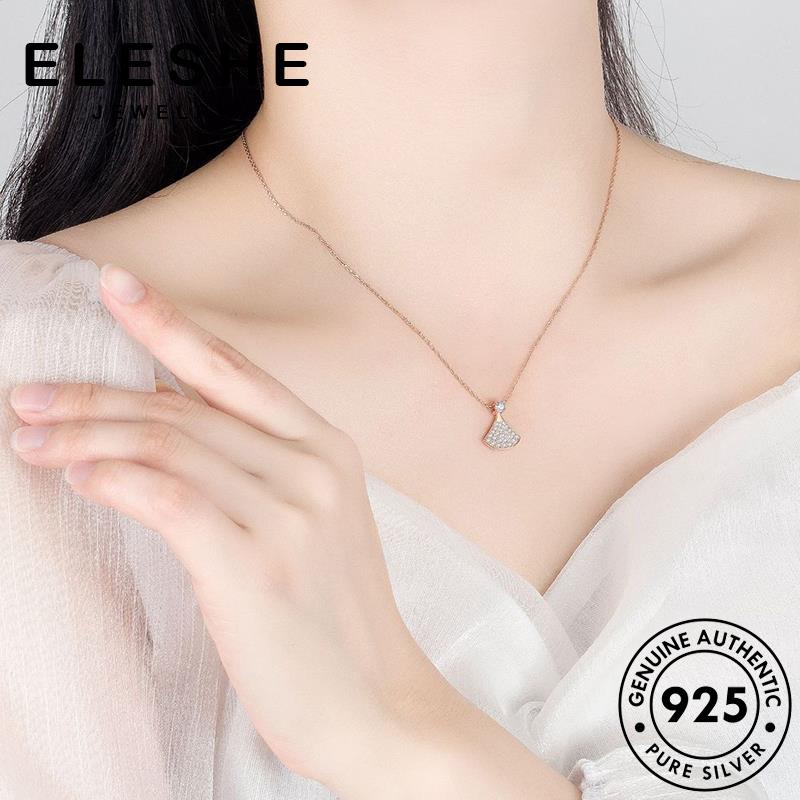 eleshe-jewelry-สร้อยคอเงิน-925-ประดับเพชรโมอิส-เรียบง่าย-สําหรับผู้หญิง-m046