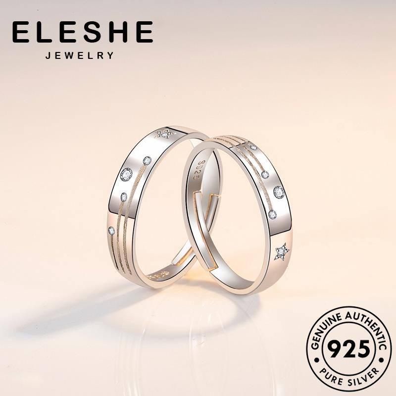 eleshe-jewelry-แหวนเงิน-925-ประดับเพชรโมอิส-เรียบง่าย-ของแท้-สําหรับคู่รัก-m062