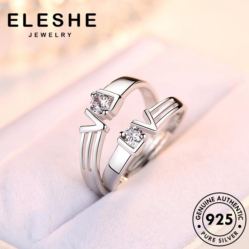 eleshe-jewelry-แหวนเงิน-925-ประดับเพชรโมอิส-เรียบง่าย-ของแท้-สําหรับคู่รัก-m062