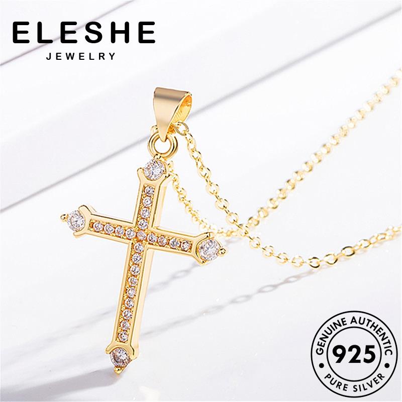 eleshe-jewelry-moissanite-สร้อยคอเงิน-925-สีทอง-เรียบง่าย-เครื่องประดับ-สําหรับผู้หญิง-m092