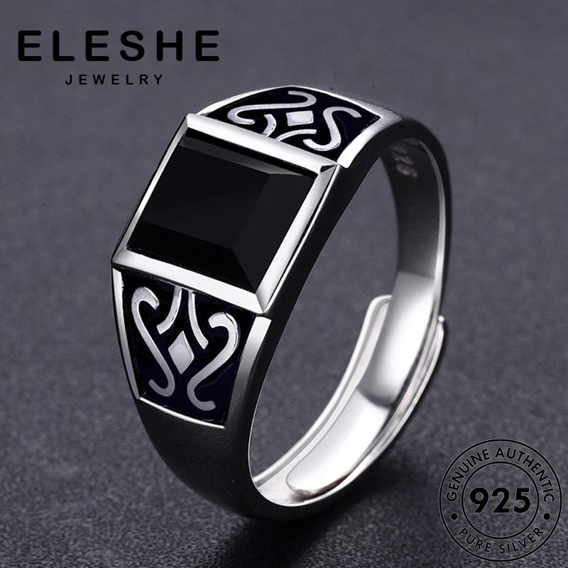 eleshe-jewelry-แหวนเงิน-925-ประดับเพชร-สีดํา-เรียบง่าย-สําหรับผู้ชาย-m090